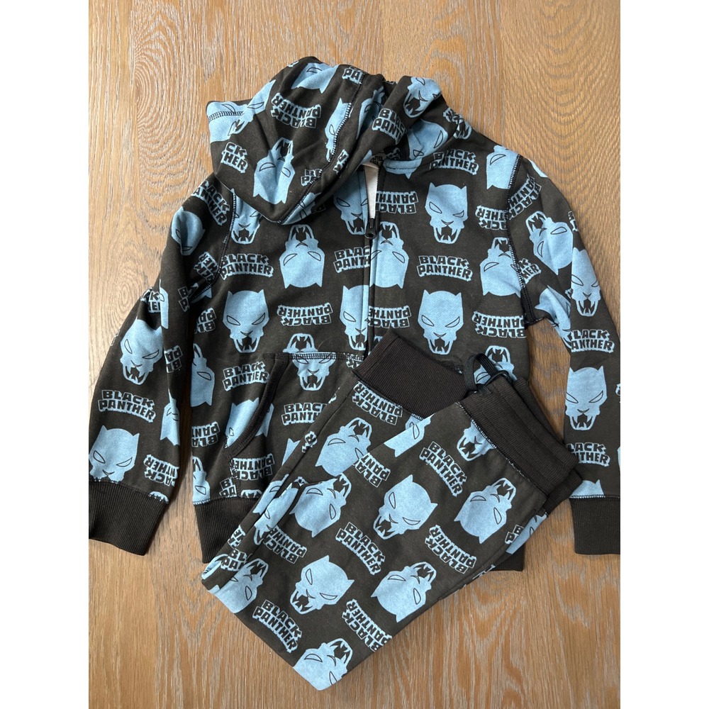 Spotted Zebra Marvel Black Panther Hoodie and Joggers Set Black Blue S 6-7